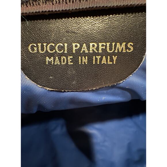 Vintage Gucci Parfums GG monogram clutch bag with a navy and red stripe - Picture 9 of 10